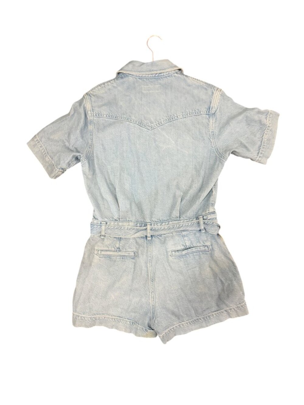 NWOT Rag & Bone Denim Utility Romper- XS- Blue Belted Short Sleeve- MSRP $398 - Picture 4 of 15